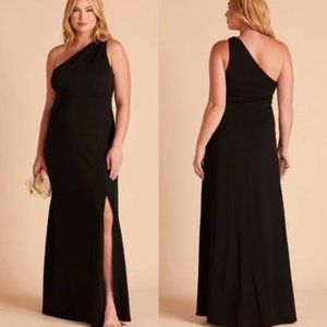 Birdy Grey Kira Crepe Gown Maxi Dress Black One Shoulder - Curve 1X - NWT